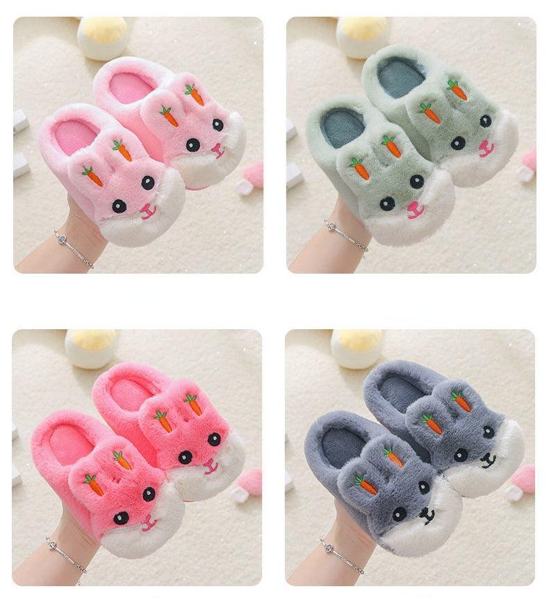 New Autumn Winter Children's Cotton Slippers Cute Home Warm Non-slip Baby Fur Slippers Fashion Home Soft Slippers Memory Foam Indoor Comfy Fuzzy Knitted Slip On Cotton Slippers