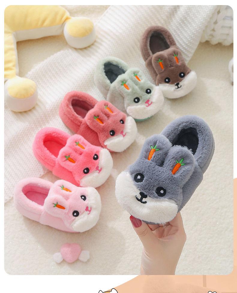 New Autumn Winter Children's Cotton Slippers Cute Home Warm Non-slip Baby Fur Slippers Fashion Home Soft Slippers Memory Foam Indoor Comfy Fuzzy Knitted Slip On Cotton Slippers