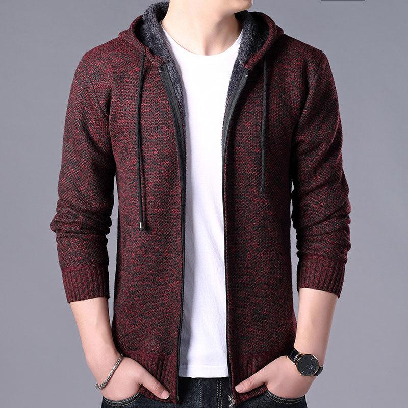 New Autumn Winter Jacket Men Warm Casual Slim Fit Fleece Jacket Elegant Jackets For Men Warm Soft Sweater Solid Jackets Casual Business Men Clothing Lightweight Hooded Jackets