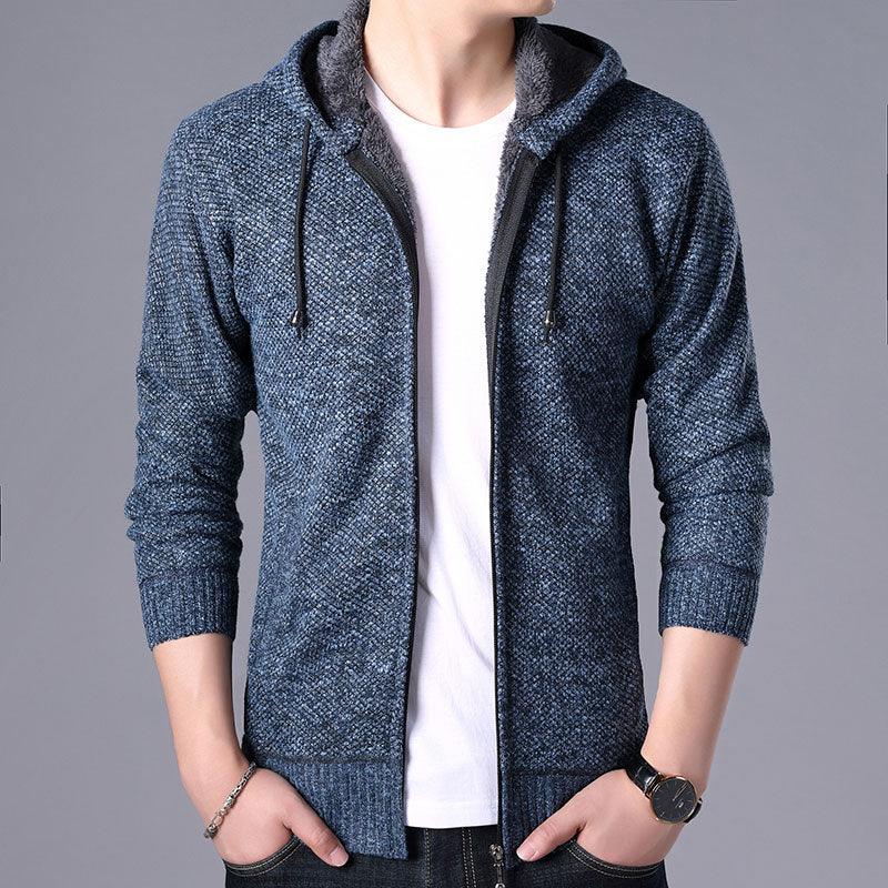 New Autumn Winter Jacket Men Warm Casual Slim Fit Fleece Jacket Elegant Jackets For Men Warm Soft Sweater Solid Jackets Casual Business Men Clothing Lightweight Hooded Jackets