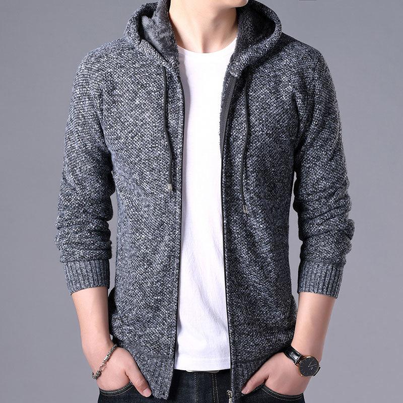 New Autumn Winter Jacket Men Warm Casual Slim Fit Fleece Jacket Elegant Jackets For Men Warm Soft Sweater Solid Jackets Casual Business Men Clothing Lightweight Hooded Jackets