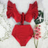 New Bikini Floral Ruffled Bikini Set Women V-neck High Waist Two Piece Swimsuit Swimsuits For Women Two Piece Bathing Suits Ruffled High Waisted Bottom Bikini Set Girl Beach Bathing Suit Swimwear Bikinis