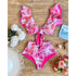 New Bikini Floral Ruffled Bikini Set Women V-neck High Waist Two Piece Swimsuit Swimsuits For Women Two Piece Bathing Suits Ruffled High Waisted Bottom Bikini Set Girl Beach Bathing Suit Swimwear Bikinis