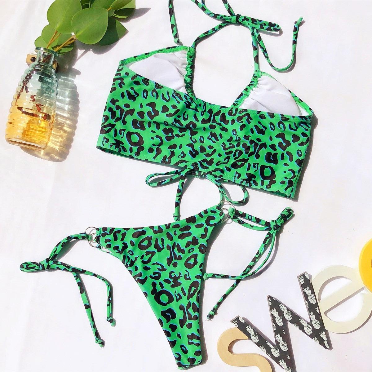 New Bikini Set Women Solid Female Cut Bikinis Swimwear Push Up Swimsuit Bath Suit Women's Bikini Padded Cutout Strappy Halter Swimsuits Two Piece Bathing Suits