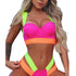 New Bikini Sets Black Push Up Swimsuit Women Neon Patchwork Bikini Swimsuit 2 Piece Cutout Molded Push Up Bathing Suit Women Swimwear Splicing Bathing Suit Holiday Beach Swimming Suit