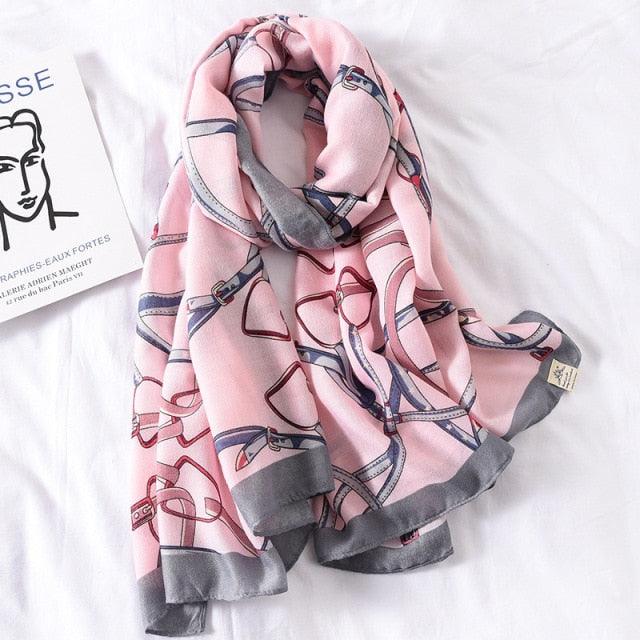 New Brand Design Fashion Spring Winter Warm Soft Head Wrap Stylish Scarves Lightweight Headwear Shawl Stole Long Scarfs Elegant Print Cotton Scarf Scarves Hijabs Lady Plaid For Women