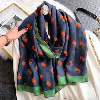 New Brand Design Fashion Spring Winter Warm Soft Head Wrap Stylish Scarves Lightweight Headwear Shawl Stole Long Scarfs Elegant Print Cotton Scarf Scarves Hijabs Lady Plaid For Women