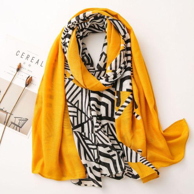 New Brand Design Fashion Spring Winter Warm Soft Head Wrap Stylish Scarves Lightweight Headwear Shawl Stole Long Scarfs Elegant Print Cotton Scarf Scarves Hijabs Lady Plaid For Women