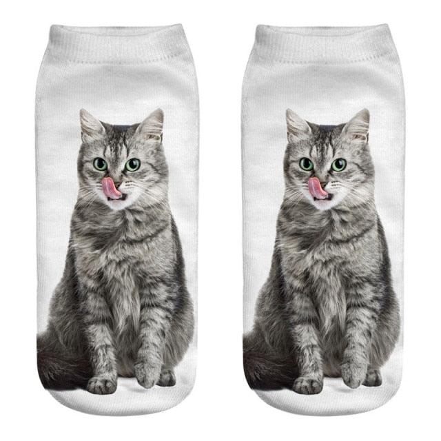 New Cartoon Cat Socks 3D Print Art Funny Socks Women Cute Low Cut Ankle Socks Made o Pure Cotton Short Socks Trending Fashion Short Ankle Socks For Men And Women