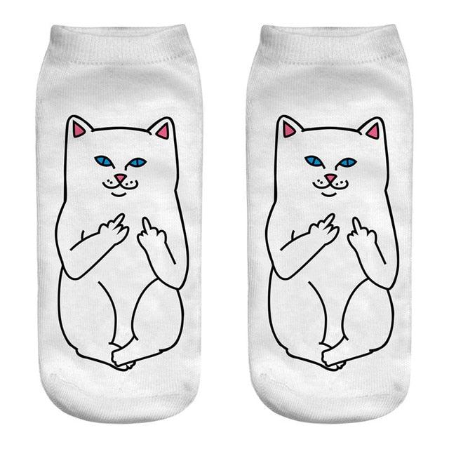 New Cartoon Cat Socks 3D Print Art Funny Socks Women Cute Low Cut Ankle Socks Made o Pure Cotton Short Socks Trending Fashion Short Ankle Socks For Men And Women