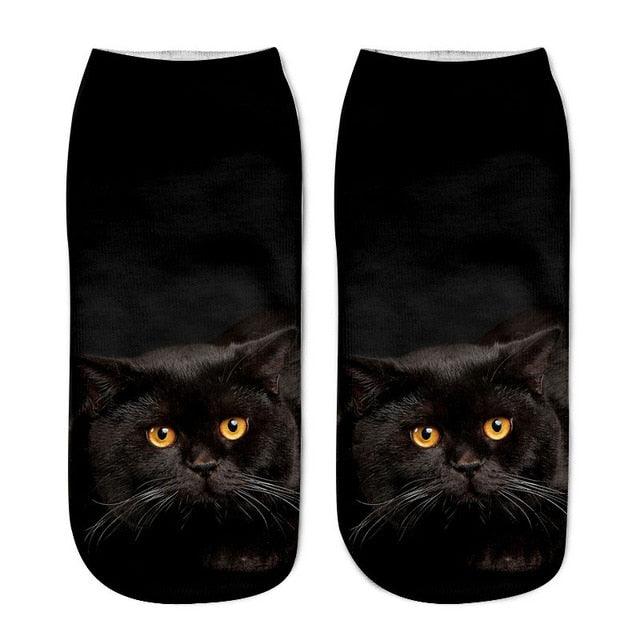 New Cartoon Cat Socks 3D Print Art Funny Socks Women Cute Low Cut Ankle Socks Made o Pure Cotton Short Socks Trending Fashion Short Ankle Socks For Men And Women