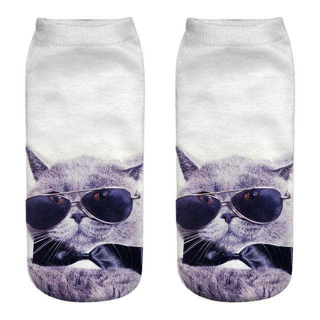 New Cartoon Cat Socks 3D Print Art Funny Socks Women Cute Low Cut Ankle Socks Made o Pure Cotton Short Socks Trending Fashion Short Ankle Socks For Men And Women