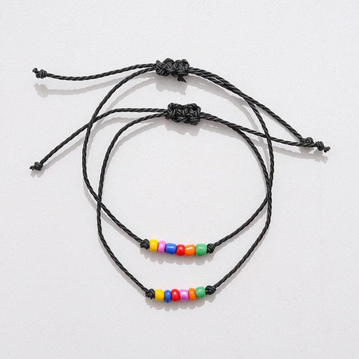 New Charm Bracelet For Friendship Couples 2pcs/set Volcanic Stone Bracelet Bead Bangles Natural Stone Bracelets Set Friendship Hand Woven Braided Stretch String Adjustable For Couples