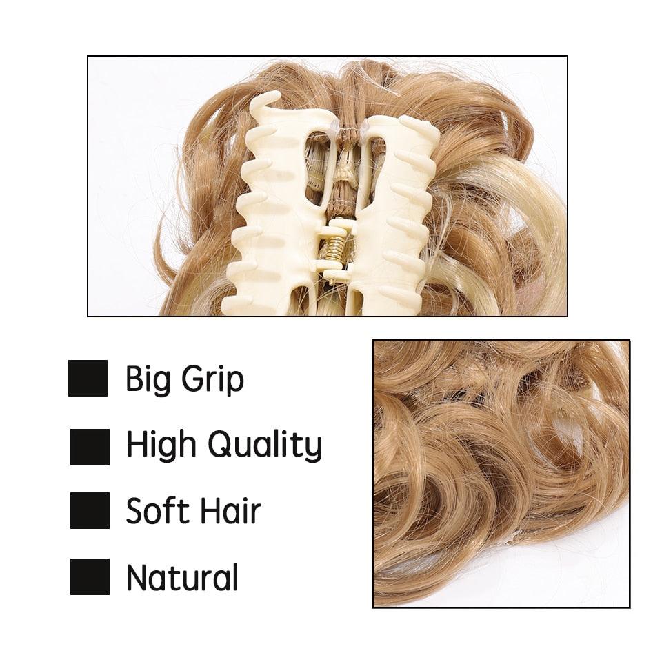 New Claw Chignon Curly Hair Bands Messy Bun Hairpieces for Women Scrunchy Natural Fake False Hair Heat Resistant Fiber Black Clip in Hair Extension For Volumized Hair Buns For Girls