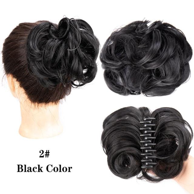 New Claw Chignon Curly Hair Bands Messy Bun Hairpieces for Women Scrunchy Natural Fake False Hair Heat Resistant Fiber Black Clip in Hair Extension For Volumized Hair Buns For Girls