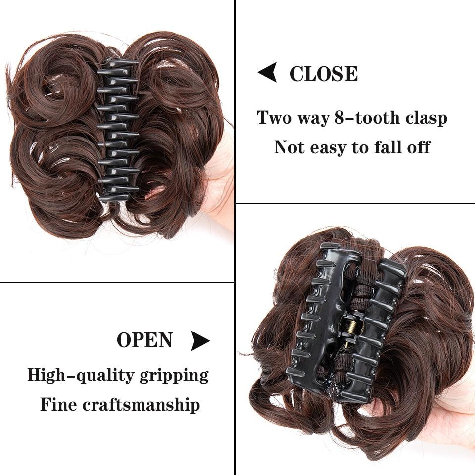 New Claw Chignon Curly Hair Bands Messy Bun Hairpieces for Women Scrunchy Natural Fake False Hair Heat Resistant Fiber Black Clip in Hair Extension For Volumized Hair Buns For Girls