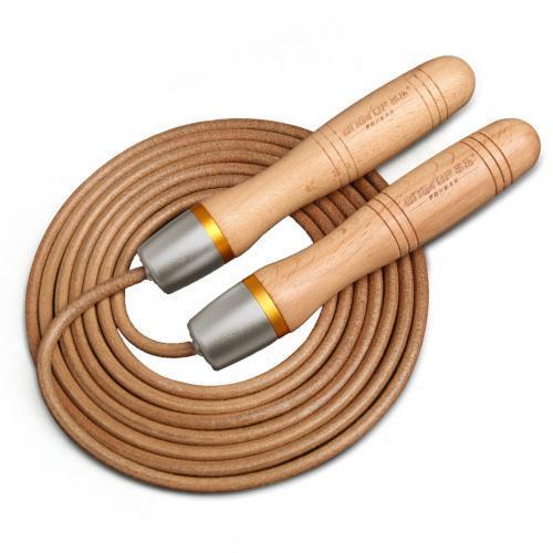 New Cowhide Leather Rope Universal Metal Bearing Speed Rope Skipping Adjust Bearing Wooden Handle Adjustable Skipping Jumping Ropes With 360-Degree Bearing And Pure Wood Handles For Gym Home Fitness