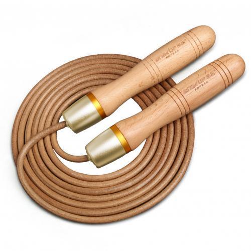 New Cowhide Leather Rope Universal Metal Bearing Speed Rope Skipping Adjust Bearing Wooden Handle Adjustable Skipping Jumping Ropes With 360-Degree Bearing And Pure Wood Handles For Gym Home Fitness