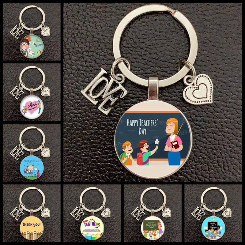 New Creative Teacher's Day Keychain Teacher Appreciation Keychain Ladies Crystal Pendant Keychain Quality Keychain Thank you Teachers' Day Keychain Gifts for Christmas Valentines Day Birthday Teacher Appreciation Women Men