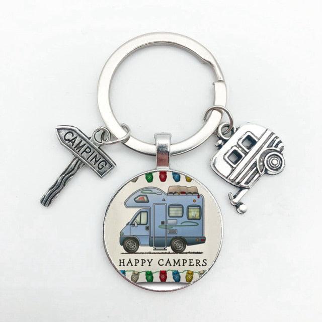 New Cute Camper Wagon Camper Gift Keyring Trailer Jewelry Trailer Keychain Adventure Awaits Trailer Key Chain Forest Scene Camping Voyage Keychains  I Love Camping Keychain Trailer Keychain Vacation Travel Memorial Gift