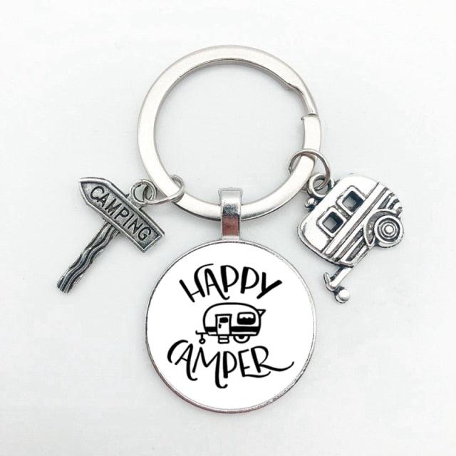 New Cute Camper Wagon Camper Gift Keyring Trailer Jewelry Trailer Keychain Adventure Awaits Trailer Key Chain Forest Scene Camping Voyage Keychains  I Love Camping Keychain Trailer Keychain Vacation Travel Memorial Gift