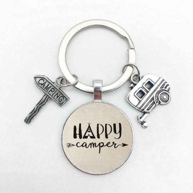 New Cute Camper Wagon Camper Gift Keyring Trailer Jewelry Trailer Keychain Adventure Awaits Trailer Key Chain Forest Scene Camping Voyage Keychains  I Love Camping Keychain Trailer Keychain Vacation Travel Memorial Gift