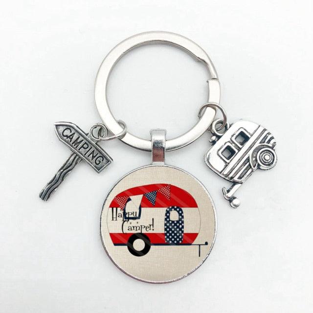 New Cute Camper Wagon Camper Gift Keyring Trailer Jewelry Trailer Keychain Adventure Awaits Trailer Key Chain Forest Scene Camping Voyage Keychains  I Love Camping Keychain Trailer Keychain Vacation Travel Memorial Gift