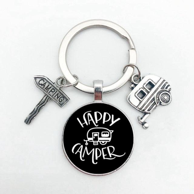 New Cute Camper Wagon Camper Gift Keyring Trailer Jewelry Trailer Keychain Adventure Awaits Trailer Key Chain Forest Scene Camping Voyage Keychains  I Love Camping Keychain Trailer Keychain Vacation Travel Memorial Gift