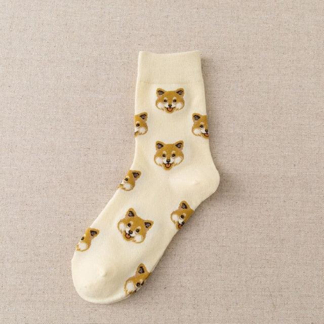 New Cute Cartoon Dog Middle Tube Socks Creative Female Socks Warm Socks Teddy Pomeranian Cotton Socks Stylish Unisex Short Ankle Socks For Men And Women