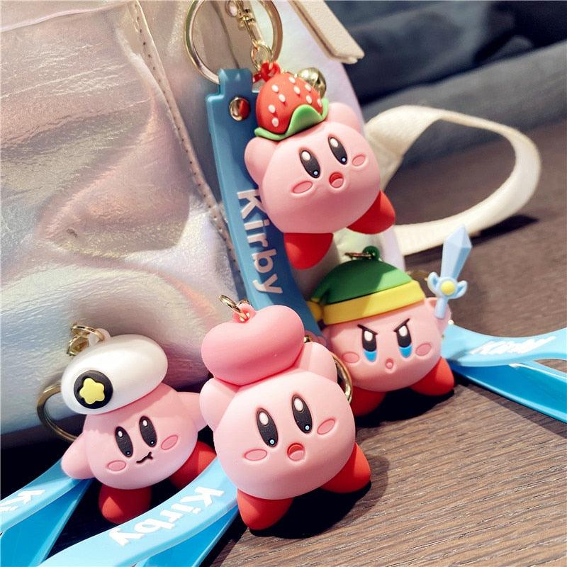 New Cute Fashion Character Kawaii Special Pink Kirby Star Keychain Adventure Animal Pendant Silica Gel Keychain Bag Car Dolls Kids Toys for Girls Boys Teen Kids