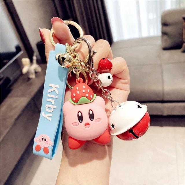 New Cute Fashion Character Kawaii Special Pink Kirby Star Keychain Adventure Animal Pendant Silica Gel Keychain Bag Car Dolls Kids Toys for Girls Boys Teen Kids