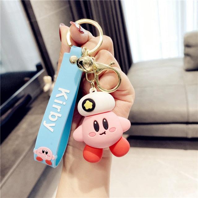 New Cute Fashion Character Kawaii Special Pink Kirby Star Keychain Adventure Animal Pendant Silica Gel Keychain Bag Car Dolls Kids Toys for Girls Boys Teen Kids