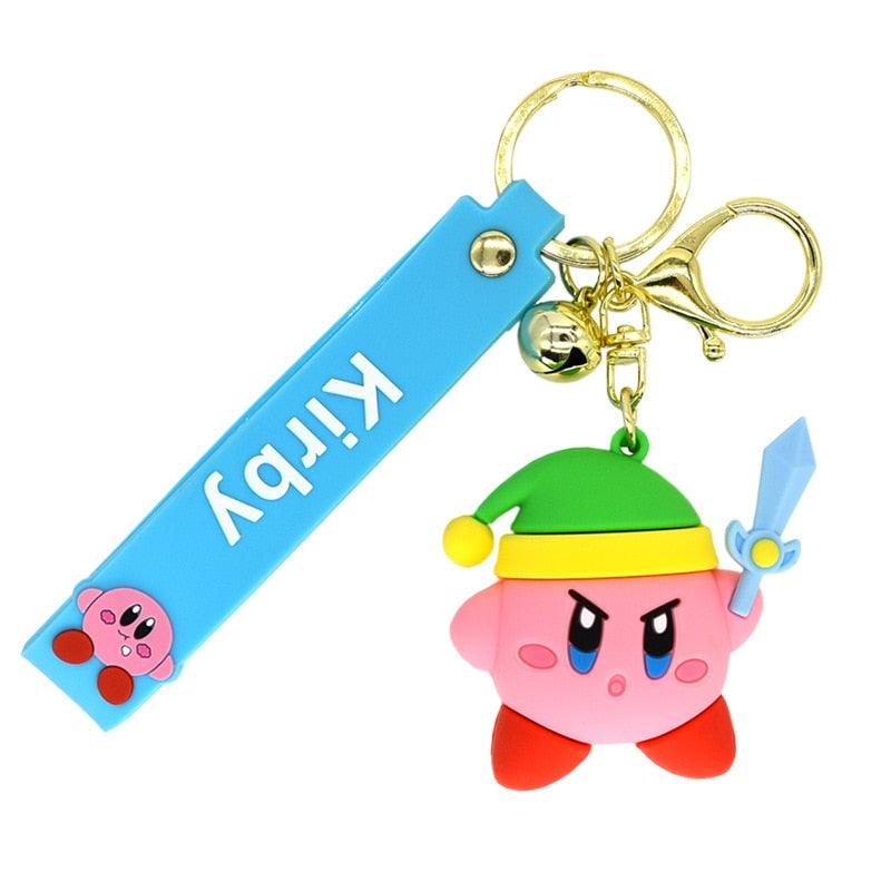 New Cute Fashion Character Kawaii Special Pink Kirby Star Keychain Adventure Animal Pendant Silica Gel Keychain Bag Car Dolls Kids Toys for Girls Boys Teen Kids