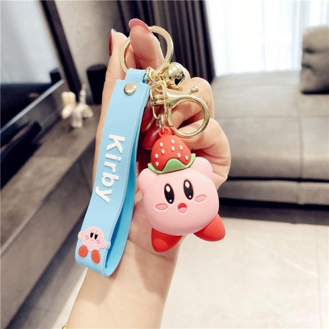 New Cute Fashion Character Kawaii Special Pink Kirby Star Keychain Adventure Animal Pendant Silica Gel Keychain Bag Car Dolls Kids Toys for Girls Boys Teen Kids