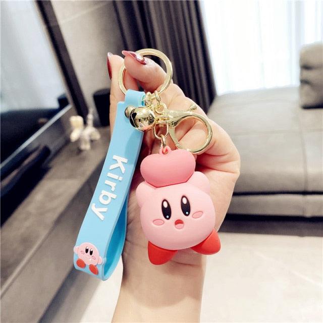 New Cute Fashion Character Kawaii Special Pink Kirby Star Keychain Adventure Animal Pendant Silica Gel Keychain Bag Car Dolls Kids Toys for Girls Boys Teen Kids