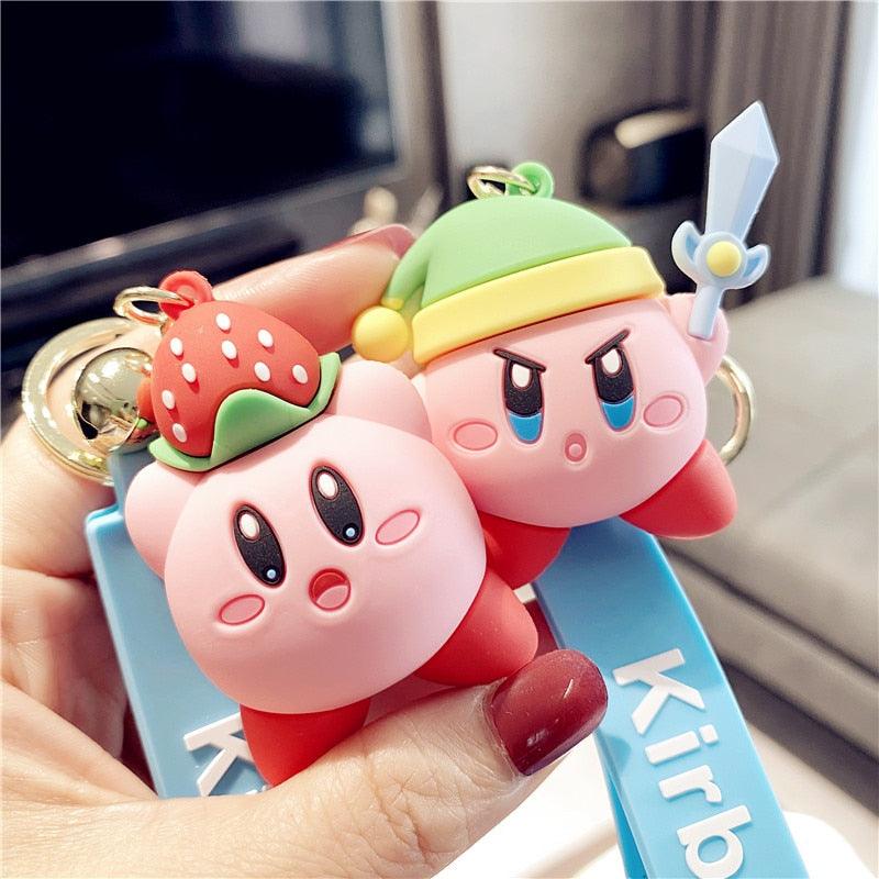 New Cute Fashion Character Kawaii Special Pink Kirby Star Keychain Adventure Animal Pendant Silica Gel Keychain Bag Car Dolls Kids Toys for Girls Boys Teen Kids