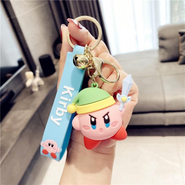 New Cute Fashion Character Kawaii Special Pink Kirby Star Keychain Adventure Animal Pendant Silica Gel Keychain Bag Car Dolls Kids Toys for Girls Boys Teen Kids