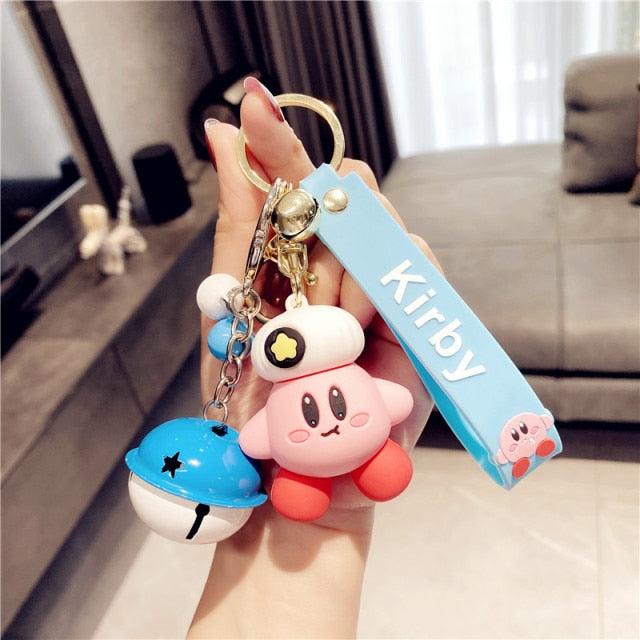 New Cute Fashion Character Kawaii Special Pink Kirby Star Keychain Adventure Animal Pendant Silica Gel Keychain Bag Car Dolls Kids Toys for Girls Boys Teen Kids