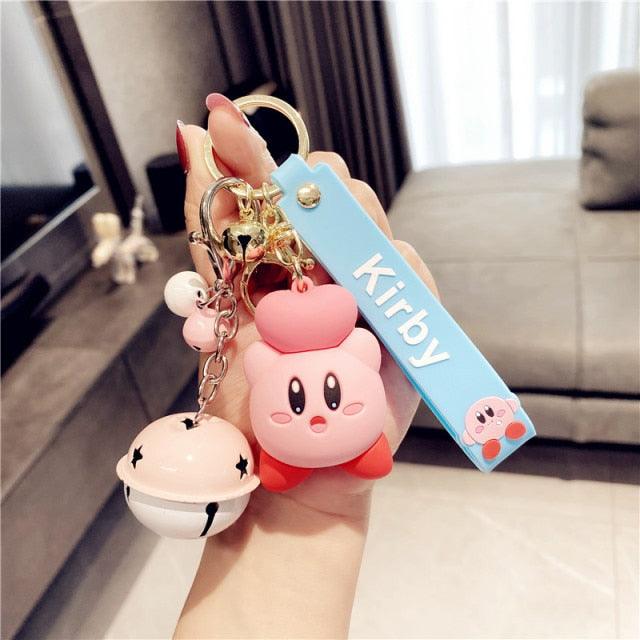 New Cute Fashion Character Kawaii Special Pink Kirby Star Keychain Adventure Animal Pendant Silica Gel Keychain Bag Car Dolls Kids Toys for Girls Boys Teen Kids