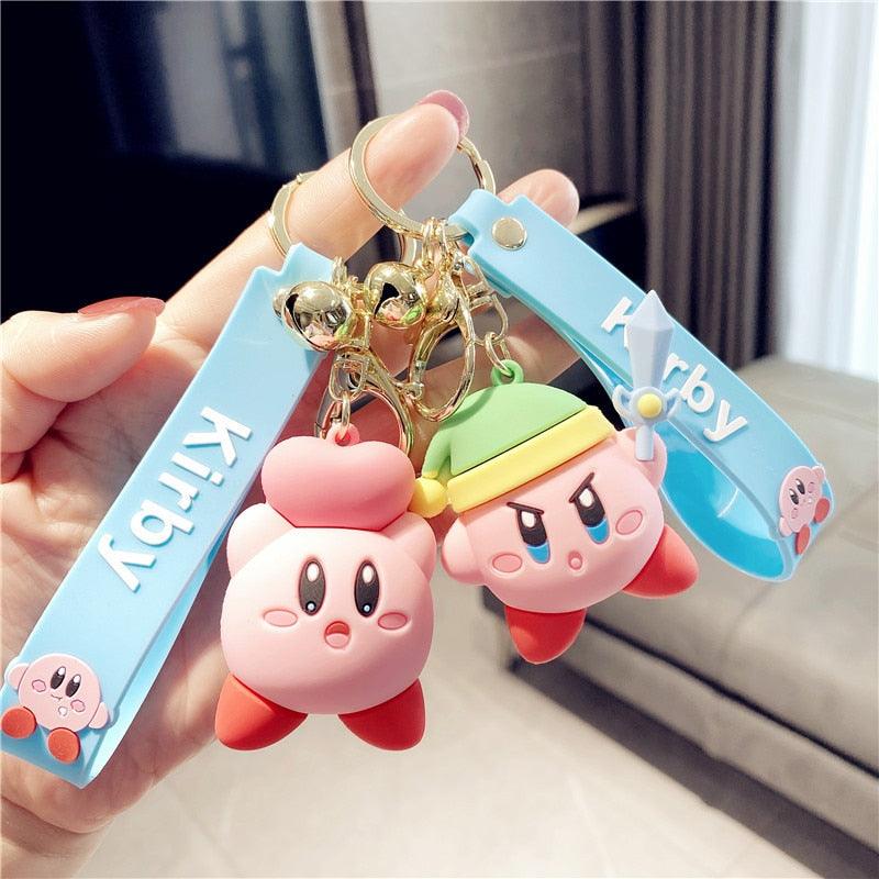 New Cute Fashion Character Kawaii Special Pink Kirby Star Keychain Adventure Animal Pendant Silica Gel Keychain Bag Car Dolls Kids Toys for Girls Boys Teen Kids