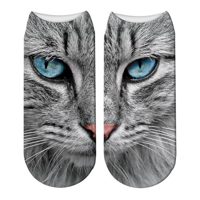 New Design 3D Printed Women Winter Christmas Socks Funny Creative Pet Cat Face Unisex Cotton Ankle Socks Children Gift Animal Lover Socks For Men And Women