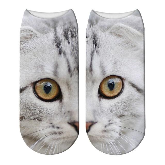 New Design 3D Printed Women Winter Christmas Socks Funny Creative Pet Cat Face Unisex Cotton Ankle Socks Children Gift Animal Lover Socks For Men And Women