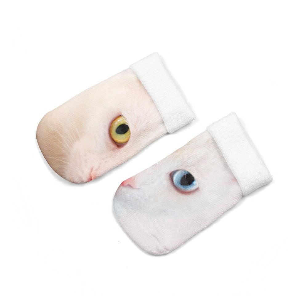 New Design 3D Printed Women Winter Christmas Socks Funny Creative Pet Cat Face Unisex Cotton Ankle Socks Children Gift Animal Lover Socks For Men And Women