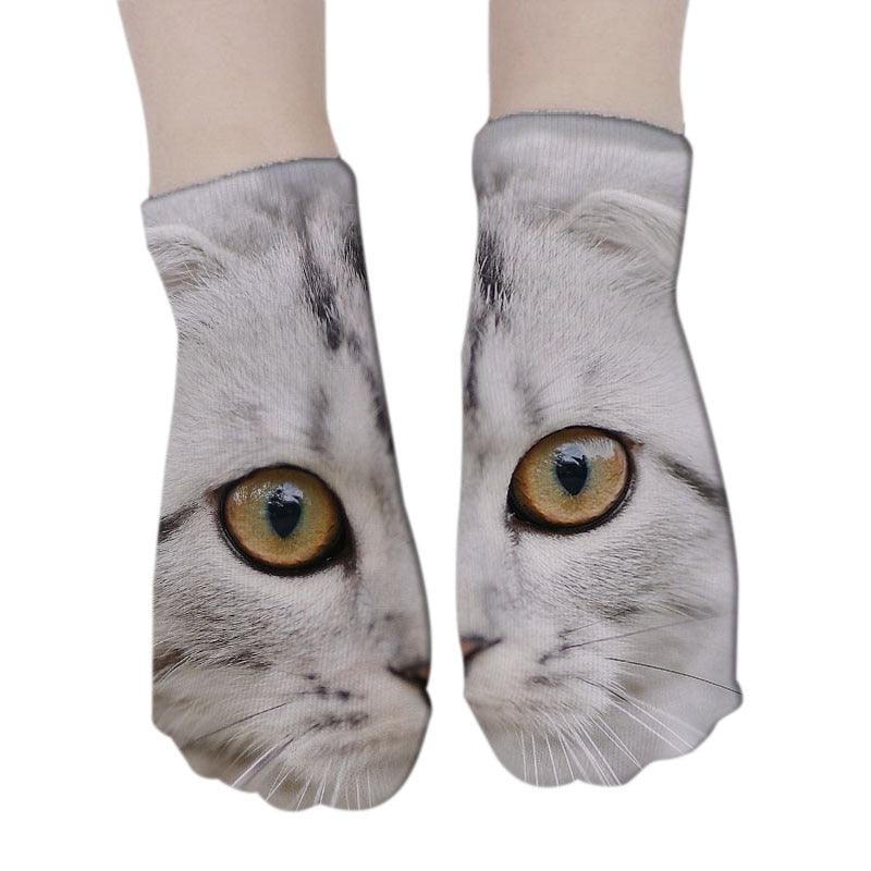 New Design 3D Printed Women Winter Christmas Socks Funny Creative Pet Cat Face Unisex Cotton Ankle Socks Children Gift Animal Lover Socks For Men And Women