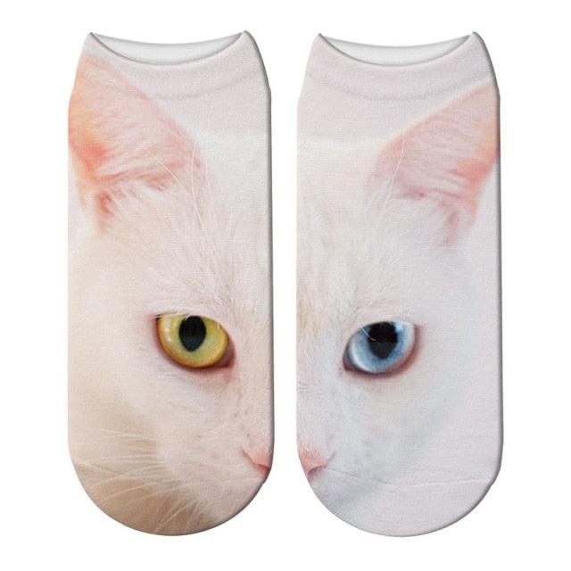 New Design 3D Printed Women Winter Christmas Socks Funny Creative Pet Cat Face Unisex Cotton Ankle Socks Children Gift Animal Lover Socks For Men And Women