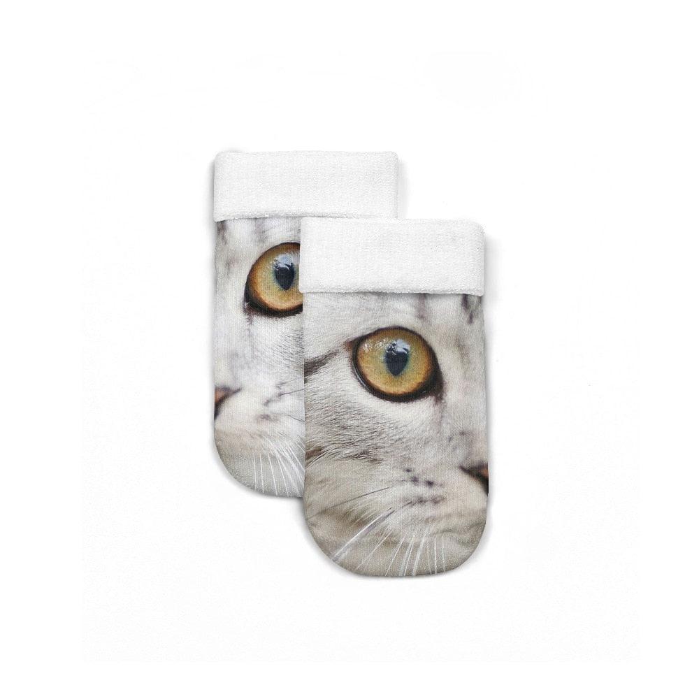 New Design 3D Printed Women Winter Christmas Socks Funny Creative Pet Cat Face Unisex Cotton Ankle Socks Children Gift Animal Lover Socks For Men And Women