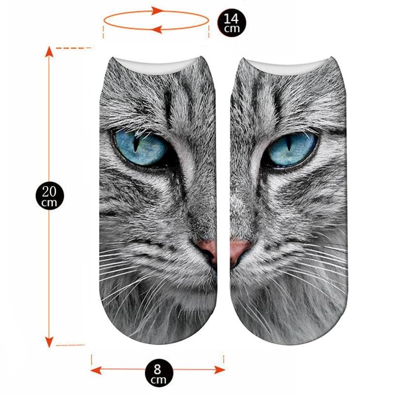 New Design 3D Printed Women Winter Christmas Socks Funny Creative Pet Cat Face Unisex Cotton Ankle Socks Children Gift Animal Lover Socks For Men And Women