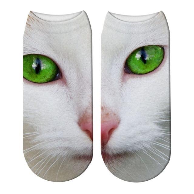 New Design 3D Printed Women Winter Christmas Socks Funny Creative Pet Cat Face Unisex Cotton Ankle Socks Children Gift Animal Lover Socks For Men And Women