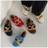 New Design Gold Chain Women Slipper Closed Toe Slip On Mules Shoes Round Toe Low Heels Casual Slides Flat Sandals Slip On Slide Sandals Elegant Heels Slides Slippers