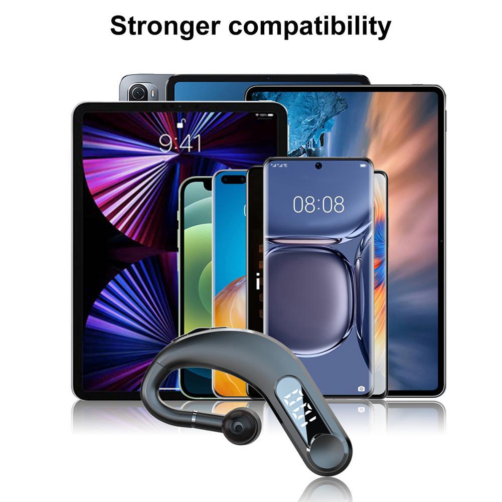 New Digital Display Wireless Single Ear Headset Bluetooth-compatible Earphone 5.2 Long Standby Time LED Power Digital Display Earphone Elegant Design Improved Comfort Long Range Wireless Hands Free Earphone For Drivers Canceling Headphones For Business